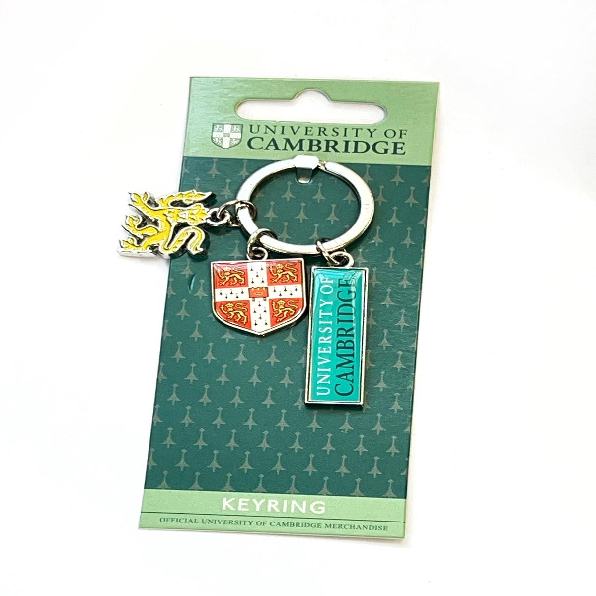 Cambridge University Lion, Shield, Bar Charm & Metal Keyring